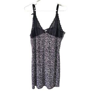 Body Form Nightgown 1X Plus Size Women Sexy Black Roses Floral Lace Cups